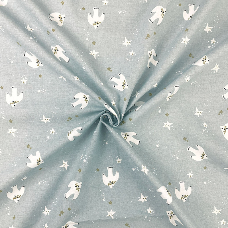 Printed Cotton SENJA Gray Sky / Camel